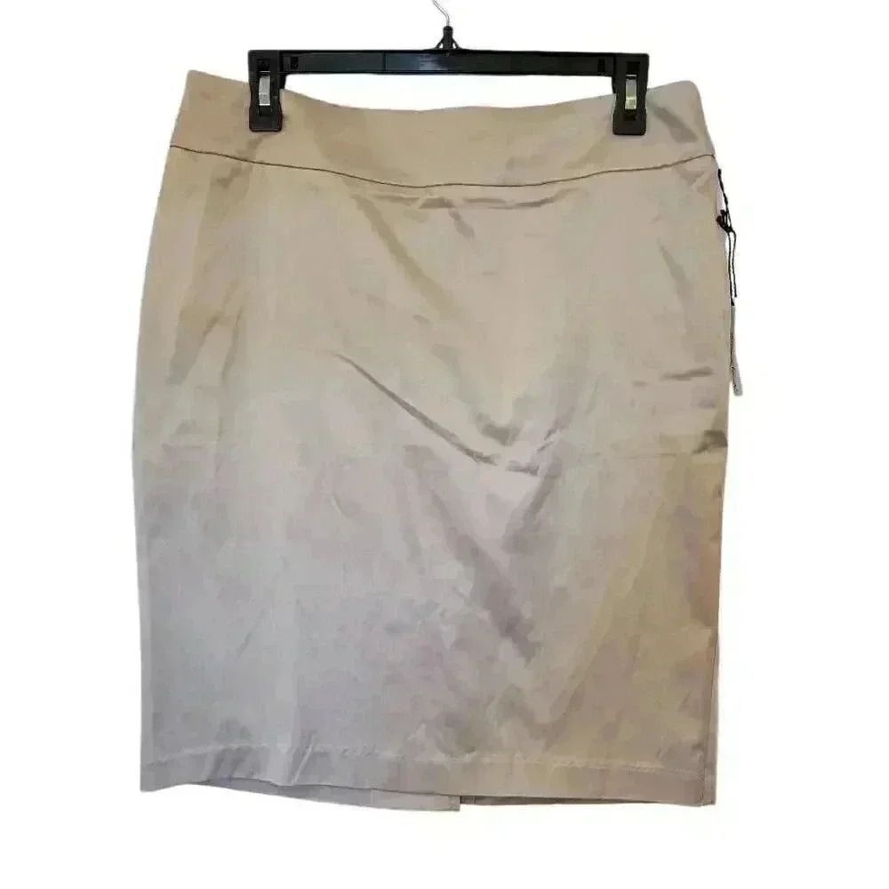 Marina Luna Women's Oyster Shine Poly/Cotton/Spandex Straight Pencil Skirt NEW